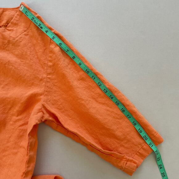 Len Ok LO Linen Tunic Top XXXL Orange Lagenlook Pockets Breathable Statement - Picture 7 of 7